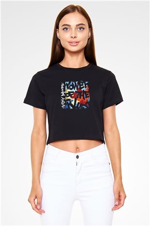 Gary Moore Baskılı Unisex Siyah Crop Top Tişört