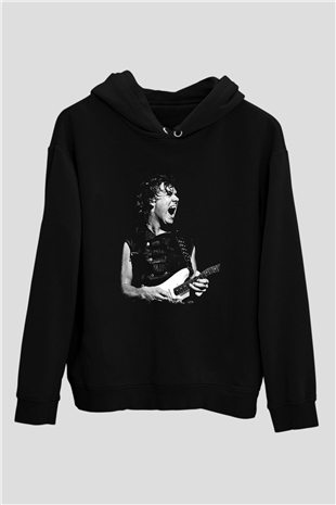 Gary Moore Baskılı Unisex Siyah Hoodie