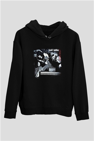 Gary Moore Baskılı Unisex Siyah Hoodie