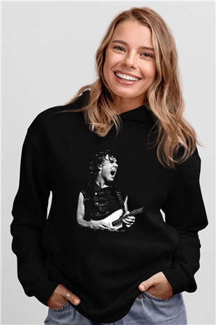 Gary Moore Baskılı Unisex Siyah Hoodie