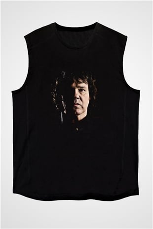 Gary Moore Baskılı Unisex Siyah Kolsuz Tişört
