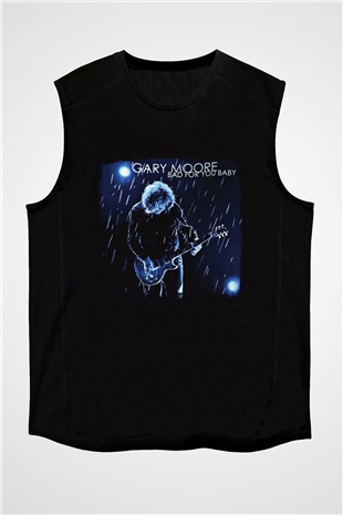 Gary Moore Baskılı Unisex Siyah Kolsuz Tişört
