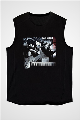 Gary Moore Baskılı Unisex Siyah Kolsuz Tişört