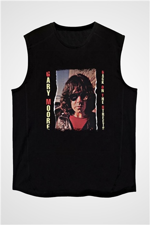 Gary Moore Baskılı Unisex Siyah Kolsuz Tişört