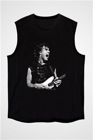 Gary Moore Baskılı Unisex Siyah Kolsuz Tişört