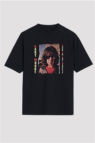 Gary Moore Baskılı Unisex Siyah Oversize Tişört