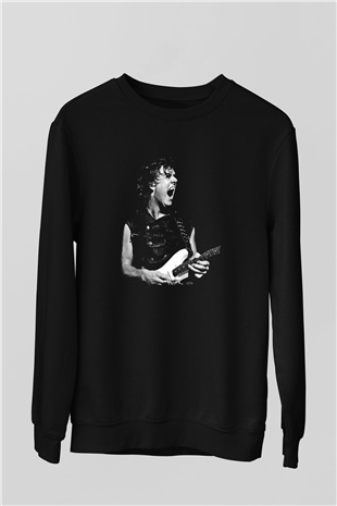 Gary Moore Baskılı Unisex Siyah Sweatshirt