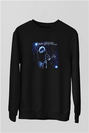 Gary Moore Baskılı Unisex Siyah Sweatshirt