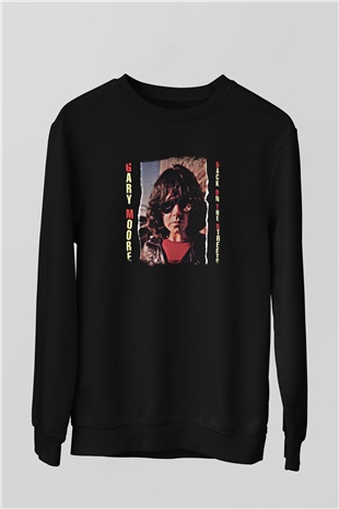 Gary Moore Baskılı Unisex Siyah Sweatshirt