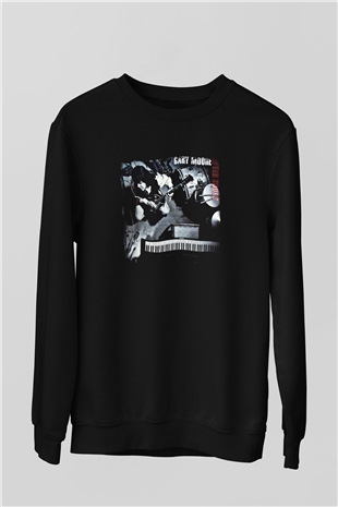 Gary Moore Baskılı Unisex Siyah Sweatshirt