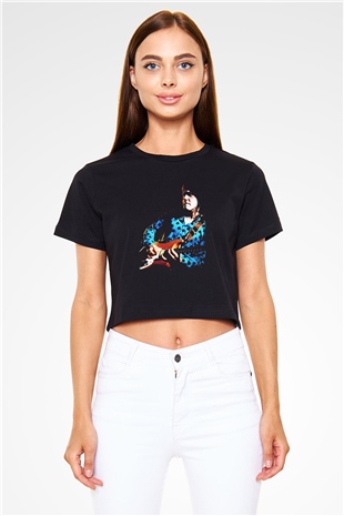 Gary Moore Siyah Crop Top Tişört