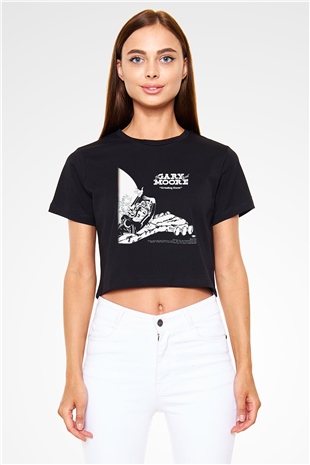 Gary Moore Siyah Crop Top Tişört