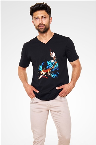 Gary Moore Siyah Unisex V Yaka Tişört T-Shirt