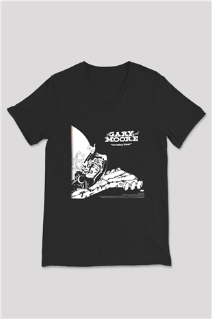 Gary Moore Siyah Unisex V Yaka Tişört T-Shirt
