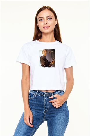 Gary Numan Baskılı Unisex Beyaz Crop Top Tişört