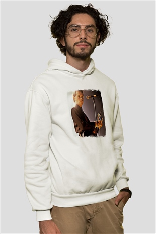 Gary Numan Baskılı Unisex Beyaz Hoodie
