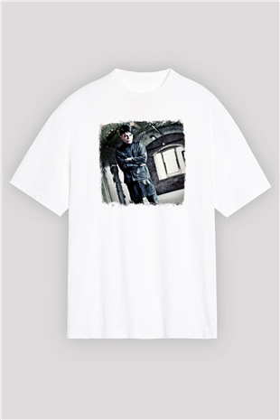 Gary Numan Baskılı Unisex Beyaz Oversize Tişört