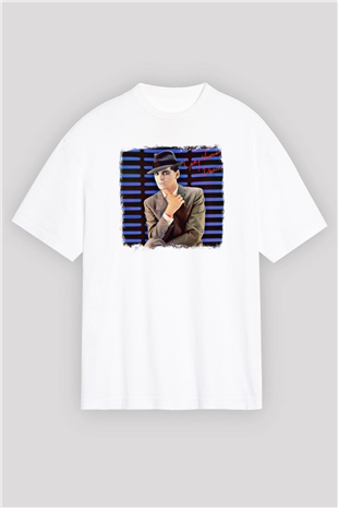 Gary Numan Baskılı Unisex Beyaz Oversize Tişört