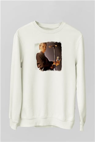 Gary Numan Baskılı Unisex Beyaz Sweatshirt
