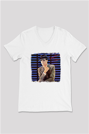 Gary Numan Baskılı Unisex Beyaz V Yaka Tişört