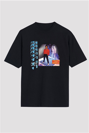 Gary Numan Baskılı Unisex Siyah Oversize Tişört