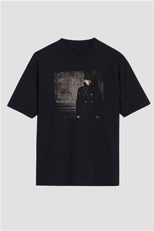 Gary Numan Baskılı Unisex Siyah Oversize Tişört