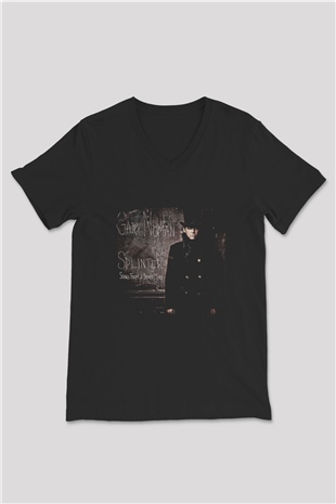 Gary Numan Baskılı Unisex Siyah V Yaka Tişört