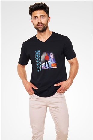 Gary Numan Baskılı Unisex Siyah V Yaka Tişört