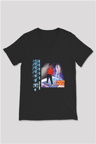 Gary Numan Baskılı Unisex Siyah V Yaka Tişört
