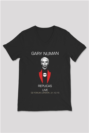 Gary Numan Siyah Unisex V Yaka Tişört T-Shirt