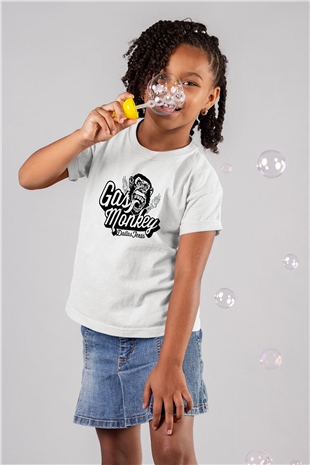 Gas Monkey Garage Baskılı Beyaz Unisex Çocuk Tişört