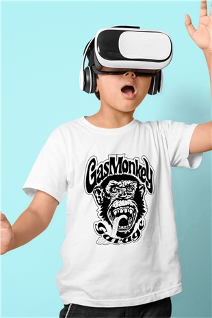 Gas Monkey Garage Baskılı Beyaz Unisex Çocuk Tişört