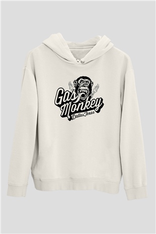 Gas Monkey Garage Beyaz Unisex Kapşonlu Sweatshirt