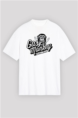 Gas Monkey Garage Beyaz Unisex Oversize Tişört T-Shirt