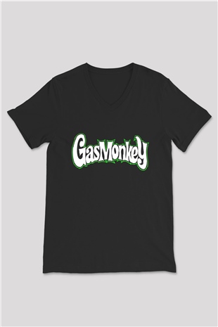 Gas Monkey Garage Siyah Unisex V Yaka Tişört T-Shirt