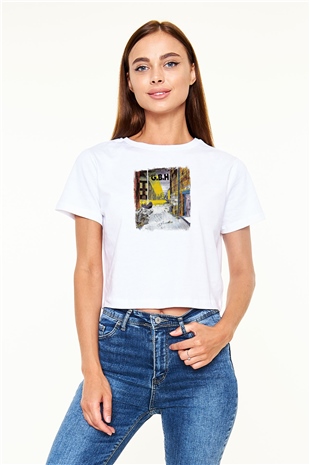 GBH Baskılı Unisex Beyaz Crop Top Tişört
