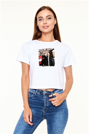 GBH Baskılı Unisex Beyaz Crop Top Tişört