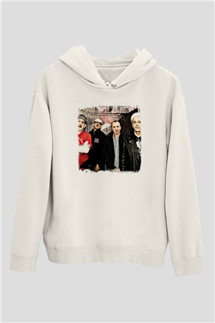 GBH Baskılı Unisex Beyaz Hoodie