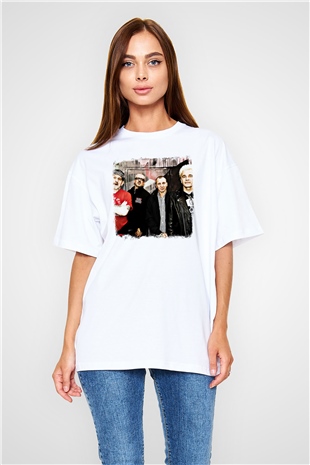 GBH Baskılı Unisex Beyaz Oversize Tişört