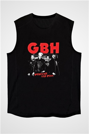 GBH Baskılı Unisex Siyah Kolsuz Tişört