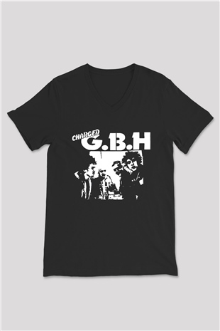 GBH Siyah Unisex V Yaka Tişört T-Shirt