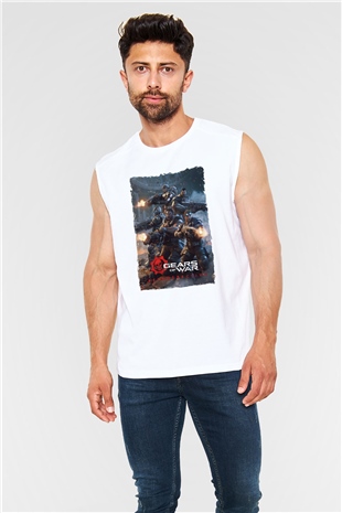 Gears of War Beyaz Unisex Kolsuz Tişört