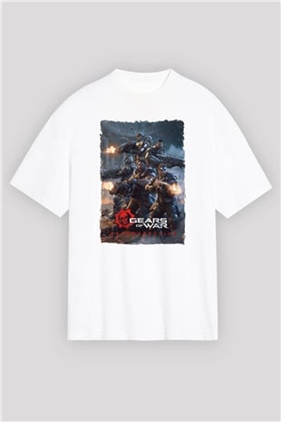 Gears of War Beyaz Oversize Tişört Oversize T-shirt