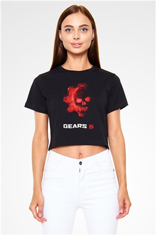 Gears of War Siyah  Crop Top Tişört