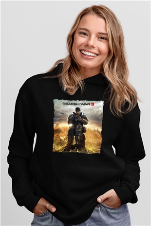 Gears of War Siyah Unisex Hoodie