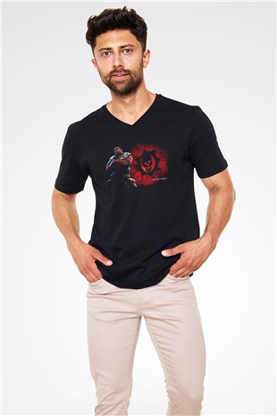 Gears of War Siyah Unisex V Yaka Tişört