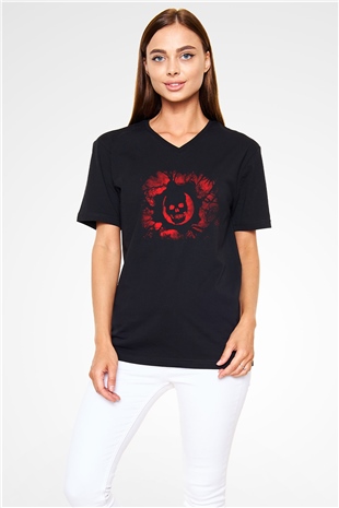 Gears of War Siyah Unisex V Yaka Tişört T-Shirt