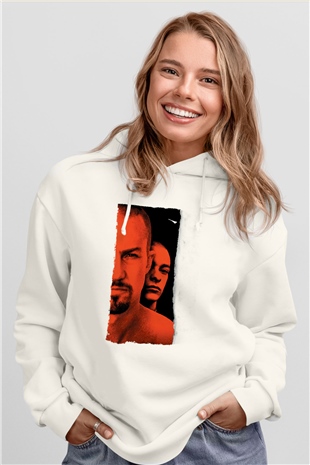 Geçmişin Gölgesinde - American History X Baskılı Beyaz Kapüşonlu Sweatshirt