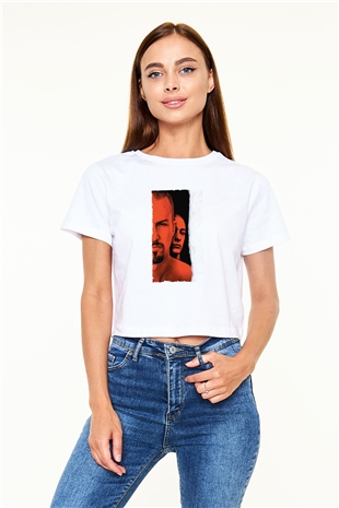 Geçmişin Gölgesinde - American History X Baskılı Beyaz Crop Top Tişört