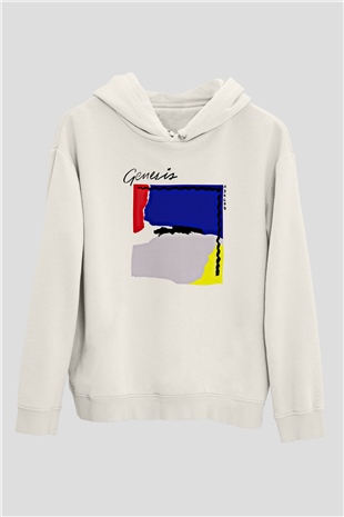 Genesis Baskılı Unisex Beyaz Hoodie